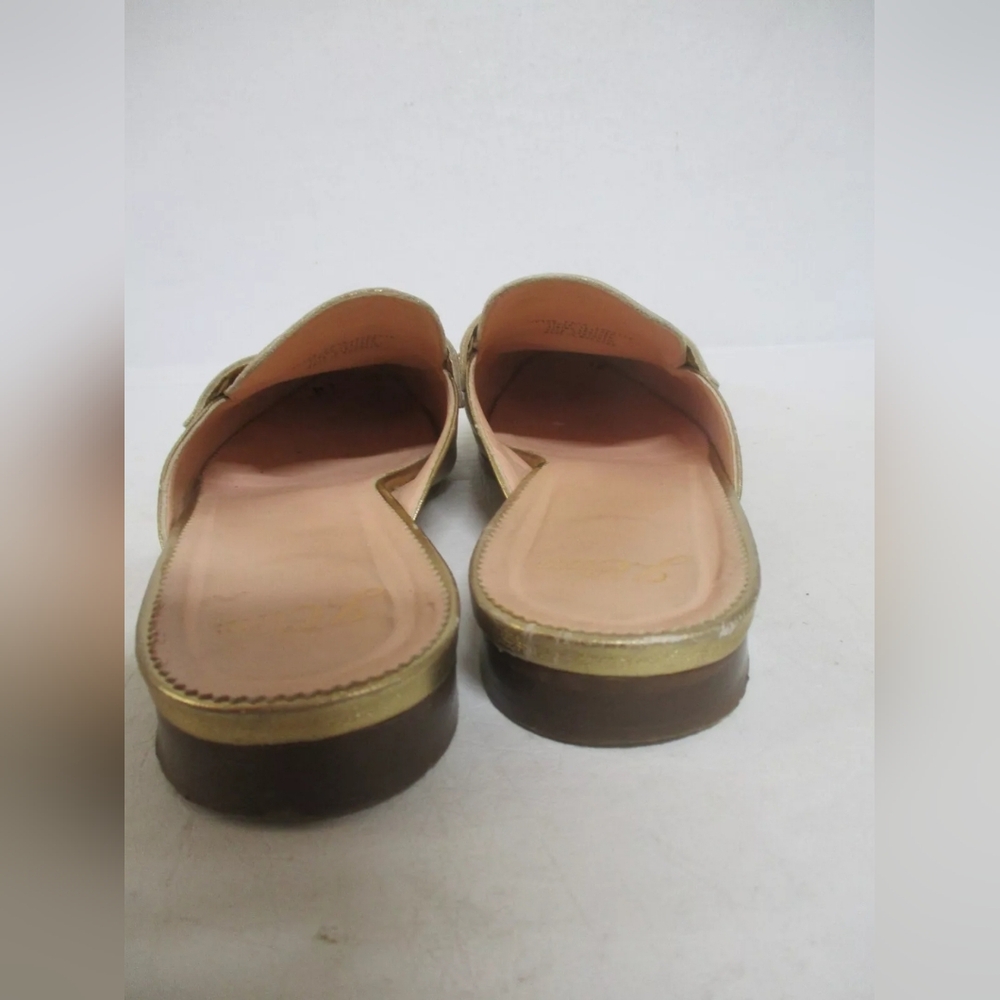 J Crew Designer Gold Loafers Mules slip on slide Flats on Size 10 - Picture 4 of 6
